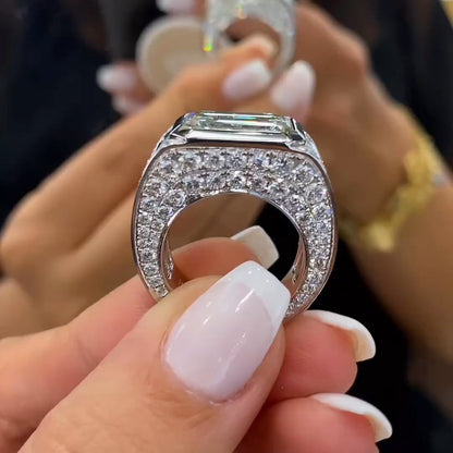Sparkling Emerald Cut Pave Diamond Engagement Ring - JEWELBUYS