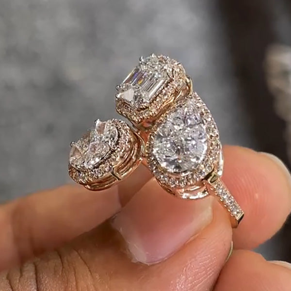 6ctw Classic Geometric Three Stone Diamond Ring - JEWELBUYS