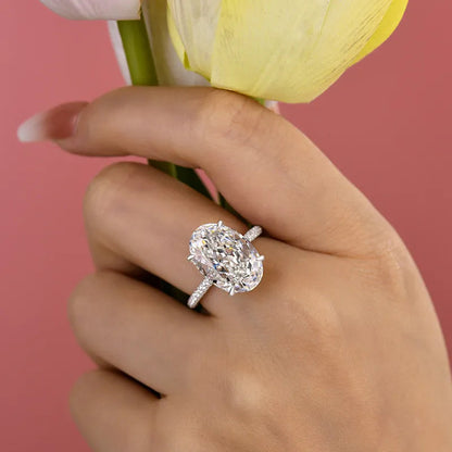 7ct Oval & Round Cut White Sapphire Crushed Ice Engagement Ring-JEWELBUYS
