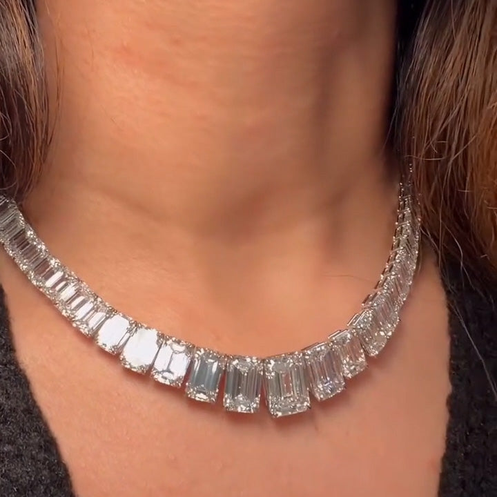115Ctw Flawless Emerald-Cut Sapphire Necklace-JEWELBUYS