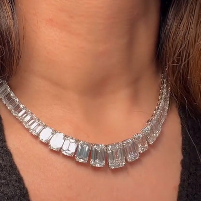 115Ctw Flawless Emerald-Cut Sapphire Necklace-JEWELBUYS