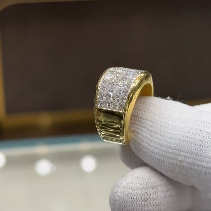 3.0 CTW Square-Cut Invisible-Set Sapphire Eternity Ring-JEWELBUYS