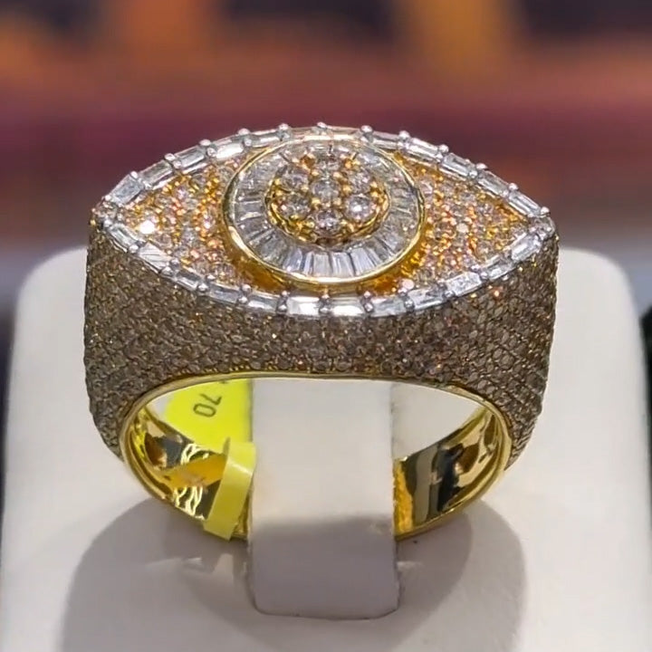 4.08Ctw Round and rectangular Evil Eye Sapphire Rings- JEWELBUYS