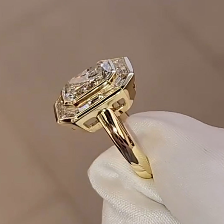 4.3ct Radiant Cut Halo Diamond Engagement Ring - JEWELBUYS