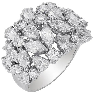 5 ctw White Sapphire Multi-Cut Cocktail Ring - JEWELBUYS