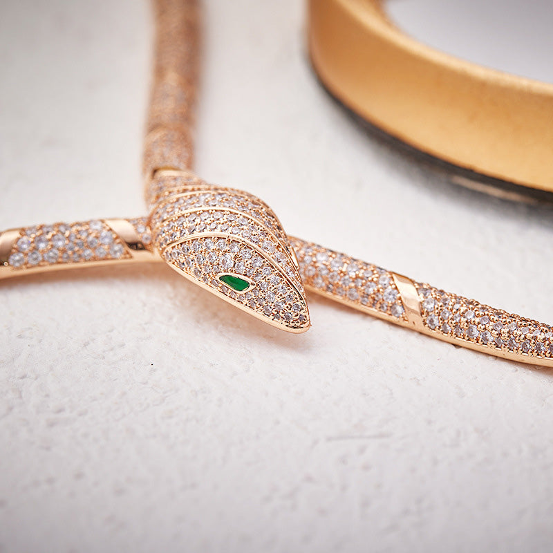 Luxury snake necklace, earrings, ring, and bracelet set-JEWELBUYS