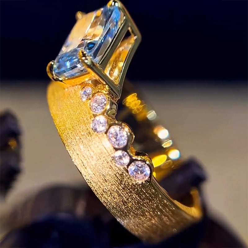 3.11Ctw Radiant Cut Aquamarine Sapphire Fashion Cocktail Ring-JEWELBUYS