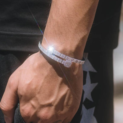 Hip-hop style men's and women's open-ended sapphire bracelet -JEWELBUYS