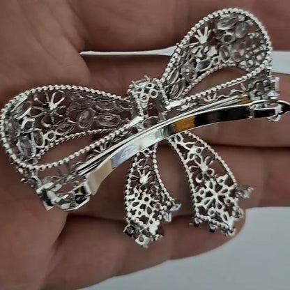 Exquisite bow-shaped openwork sapphire hair accessory-JEWELBUYS