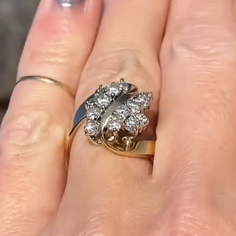 0.8ctw Brilliant Cut Cluster White Sapphire Ring-JEWELBUYS