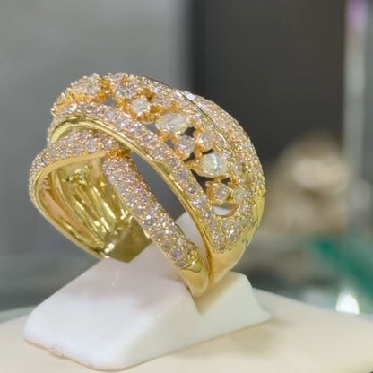 3.0Ctw Pear-shaped Round Sapphire Gold Ring-JEWELBUYS