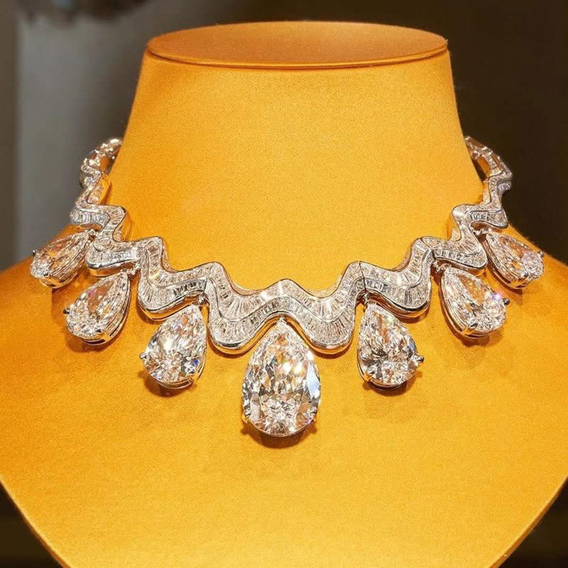 140Ctw Pear-shaped Cut Exquisite Luxury Sapphire Art Necklace-JEWELBUYS