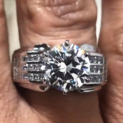 5ctw Round Cut White Sapphire Triple Bands Engagement Ring-JEWELBUYS