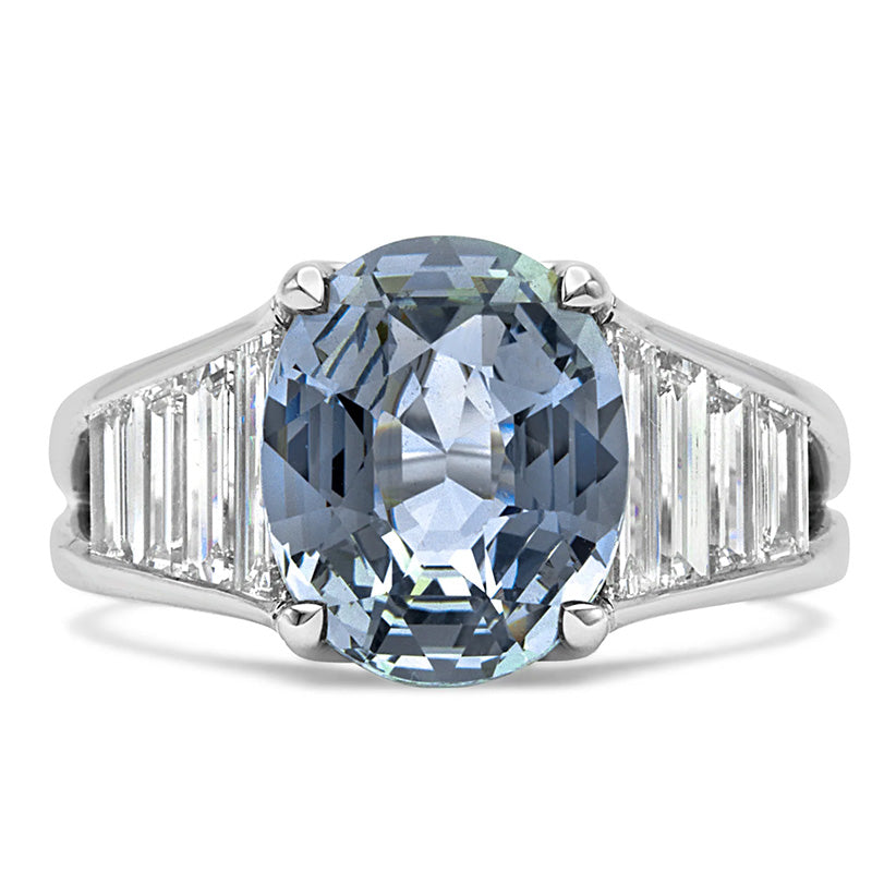 4.15Ctw Beautiful oval-cut blue sapphire step ring-JEWELBUYS