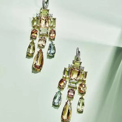 23ct Colored Multi Shaped Drop Earrings-JEWELBUYS