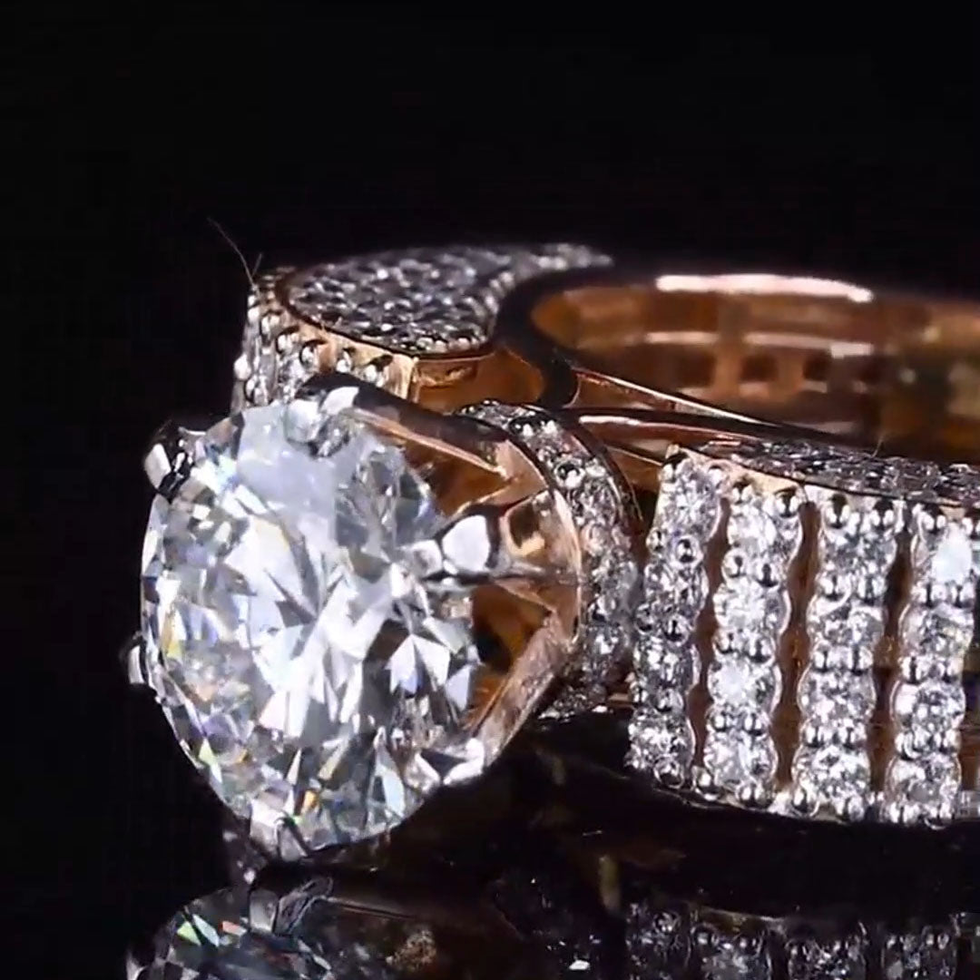 4.27ctw Round Cut White Sapphire Embellished Engagement Ring-JEWELBUYS