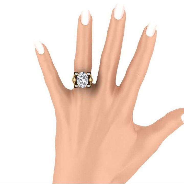 9.0ct Oval Cut Ladies Flower White Sapphire  Ring -JEWELBUYS