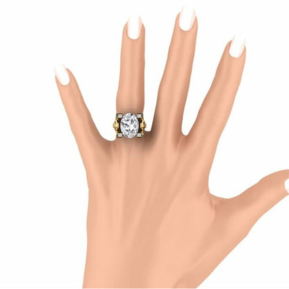 9.0ct Oval Cut Ladies Flower White Sapphire  Ring -JEWELBUYS