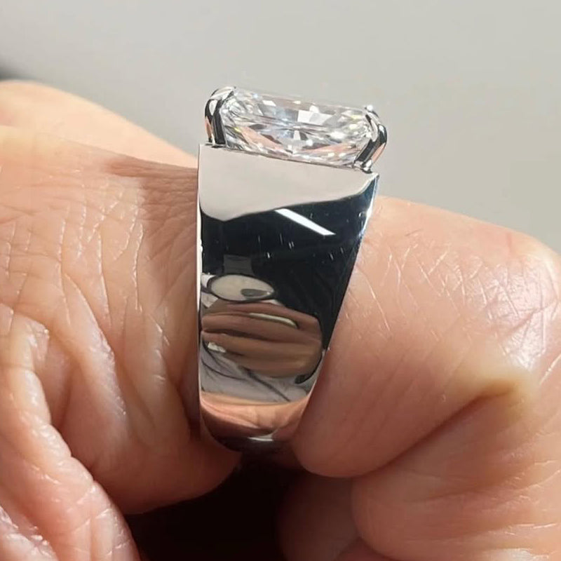 5.0Ct Radiant Cut Large Single White Sapphire Engagement Ring-JEWELBUYS