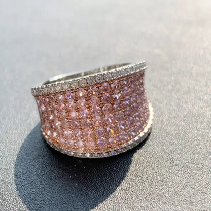 2.9ctw Pink & White Sapphire Round Cut Pave Set Ring-JEWELBUYS