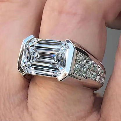 3.0 CT Emerald Cut Bezel Set Wedding Band - JEWELBUYS