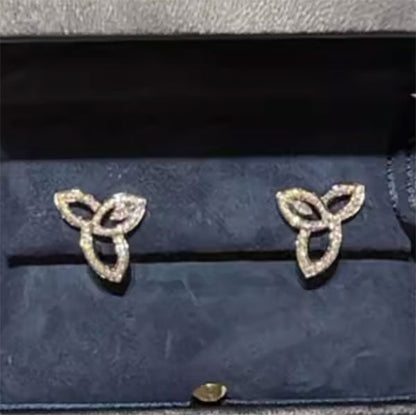 0.5ct Cloverleaf Sterling Silver Stud Marquise Cut Earrings - JEWELBUYS