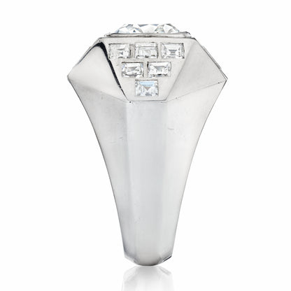 4.6 ctw Cushion-Cut Geometric-Faceted Sapphire Ring-JEWELBUYS