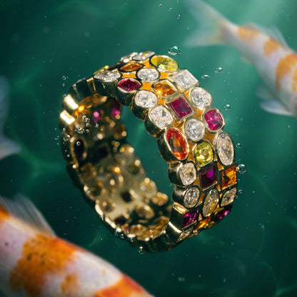 4.01Ctw Mixed-Cut Colored Sapphire Eternal Sunset Band-JEWELBUYS