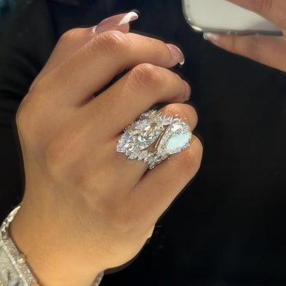 13.5 ctw Pear and Marquise-Cut Dual-Sapphire Engagement Ring