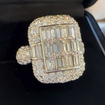 3.8ctw Emerald and Round Cut Pave Founder Halo Ring-JEWELBUYS
