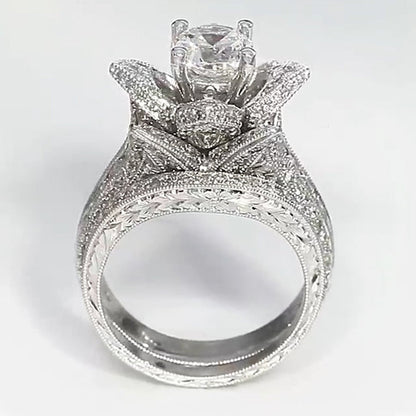 6.0ctw Round Cut Blooming Flower Diamond Engagement Ring -JEWELBUYS