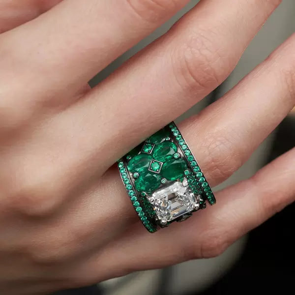 Vintage Style 3ct White Sapphire Square Cut Cocktail Ring-JEWELBUYS