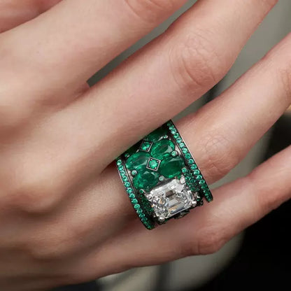 Vintage Style 3ct White Sapphire Square Cut Cocktail Ring-JEWELBUYS