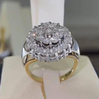 7.6ctw Round Double Cake White Sapphire Ring -JEWELBUYS