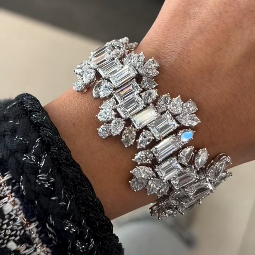 Incredible 30ct Mix Cut Multi-Shaped White Sapphire Women's Bracelet in Silver-JEWELBUYS