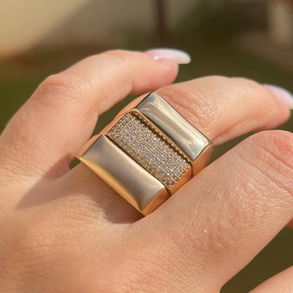Unique Style 1ct Round Cut White Sapphire Women's Ring Set in Gold & Silver-JEWELBUYS