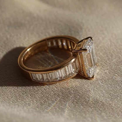 5.0ctw Emerald Cut White Sapphire Statement Ring-JEWELBUYS