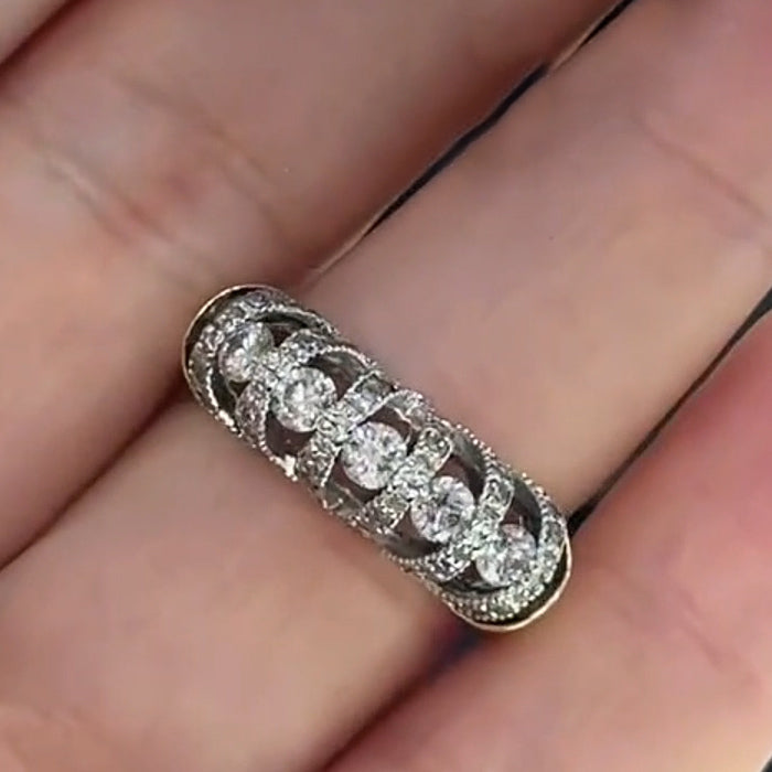 Classic style exquisite design white sapphire ring and earrings- JEWELBUYS