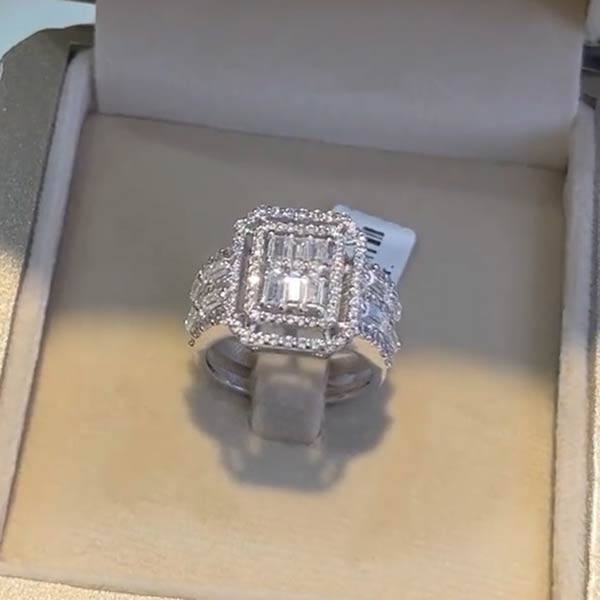 6ctw Emerald Cut White Sapphire Fancy Ring -JEWELBUYS