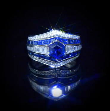 Vintage 5 ctw Hexagonal Cut Sapphire Ring for Men and Women -JEWELBUYS