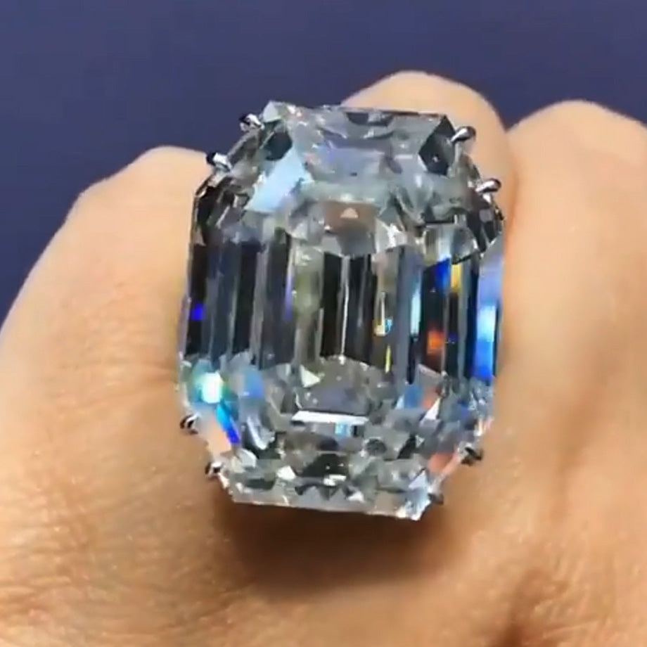 6.5ct Emerald Cut Three Stone White Sapphire Engagement Ring-JEWELBUYS