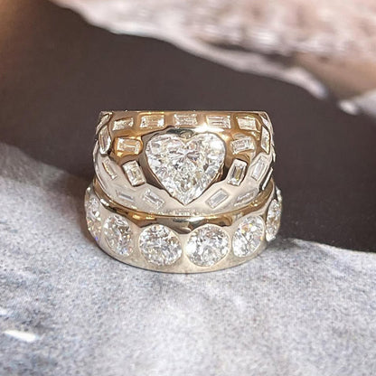 8.0Ctw Stacked rings with multiple cut and flat-set sapphires-JEWELBUYS