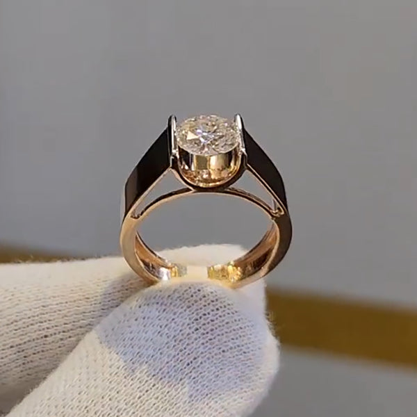 3.02ct Round Cut Solitaire Gold Engagement White Sapphire Ring -JEWELBUYS