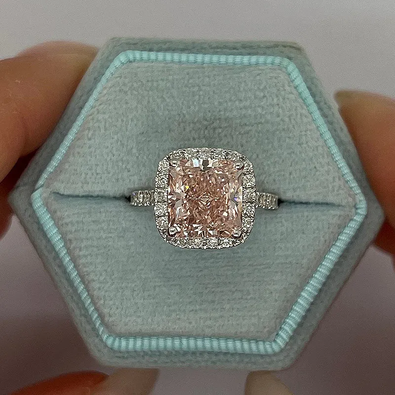Classic 3ct Radiant Cut Pink Sapphire Engagement Ring-JEWELBUYS