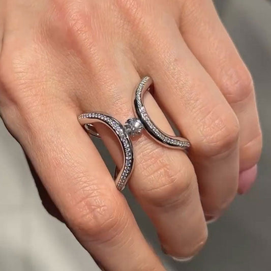 Round Cut Arch Solitaire White Sapphire Ring - JEWELBUYS