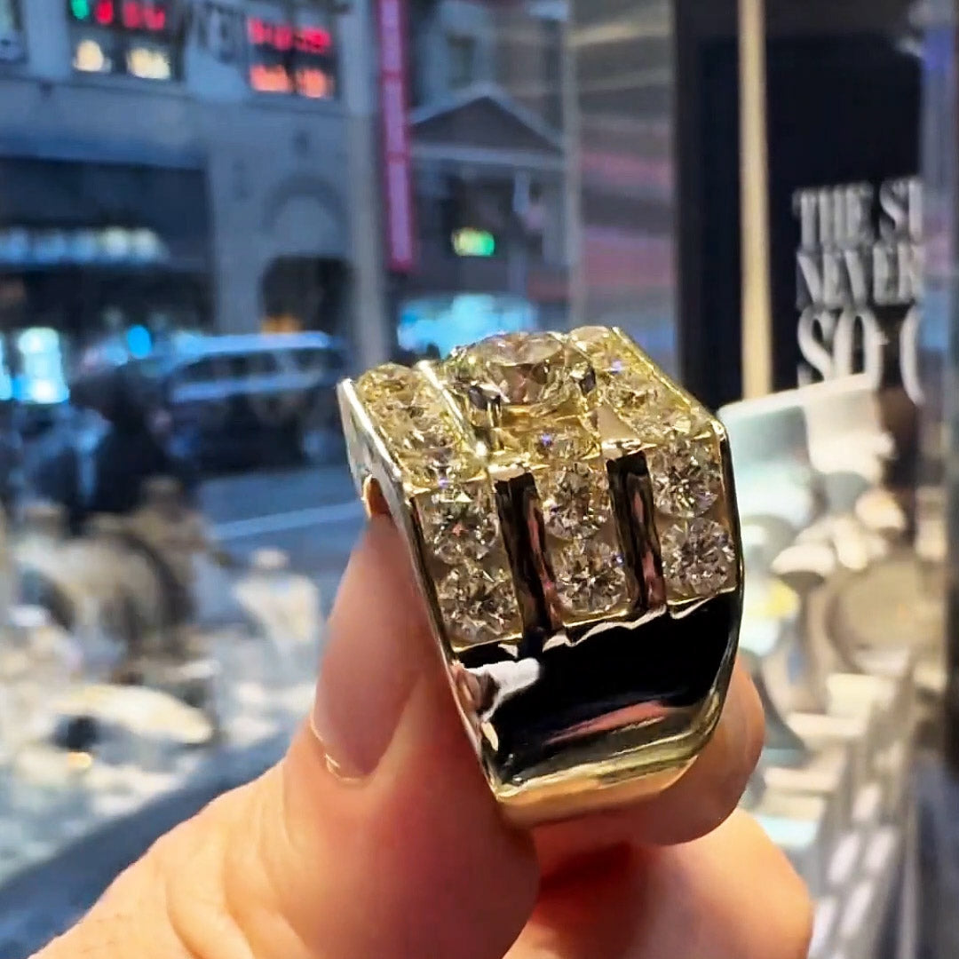 8.0ctw Gold Gemstone Cocktail Wide Shank Ring -JEWELBUYS