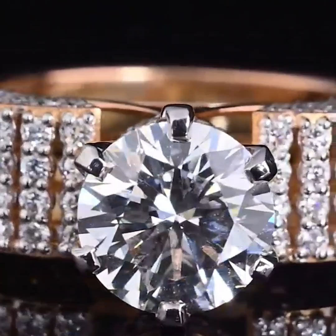 4.27ctw Round Cut White Sapphire Embellished Engagement Ring-JEWELBUYS