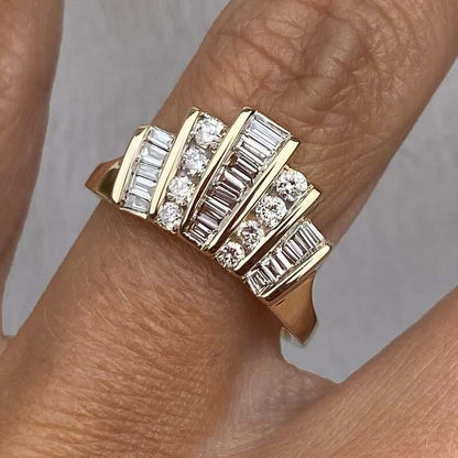 1.6ctw Baguette Cut White Sapphire V-Shape Ring-JEWELBUYS
