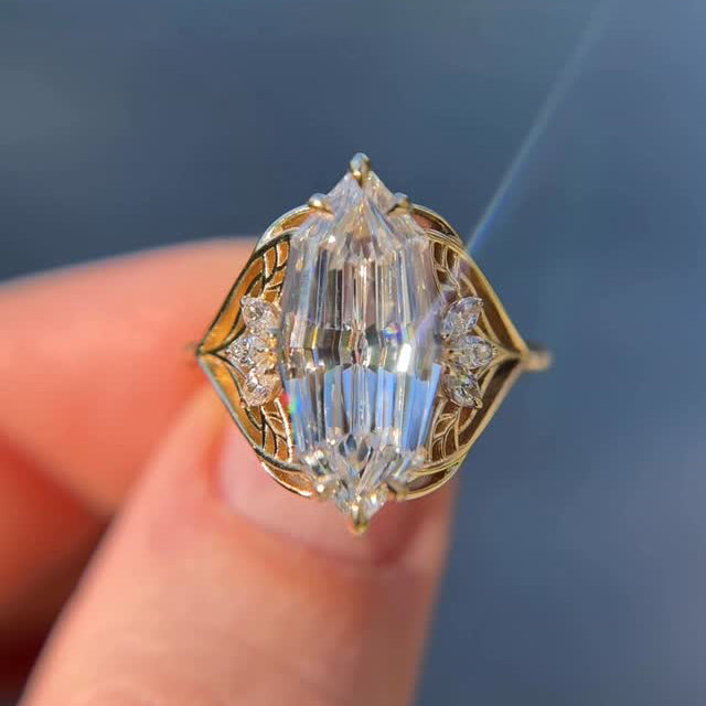 6.0Ctw Custom-cut vintage openwork sapphire engagement ring-JEWELBUYS