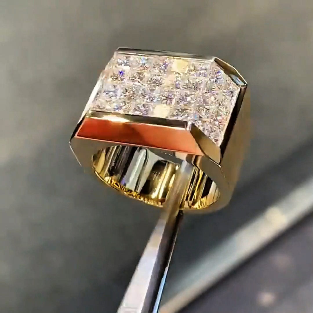 Classic 5.5ctw Princess Cut Invisible Set Ring -JEWELBUYS